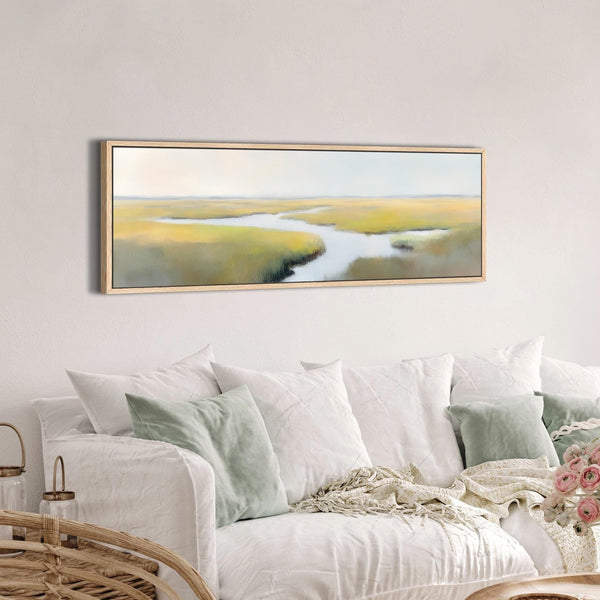 River Landscape Painting Wall Art - Minimalist Canvas Art