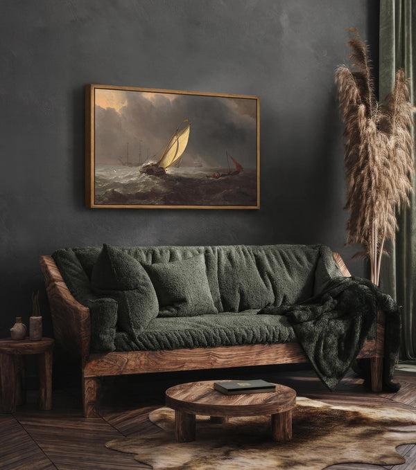 Vintage Stormy Sea Painting Canvas Art for Living room