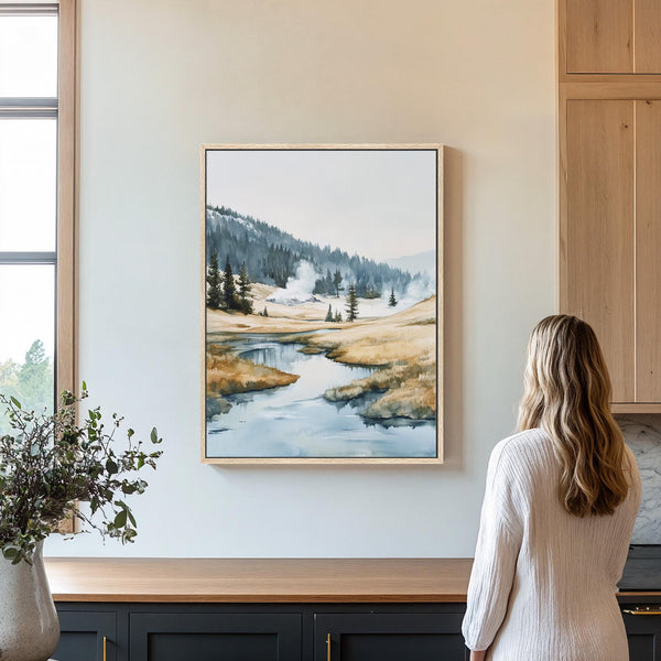 Yellowstone National Park Art Painting - Rustic Canvas Art for Living room