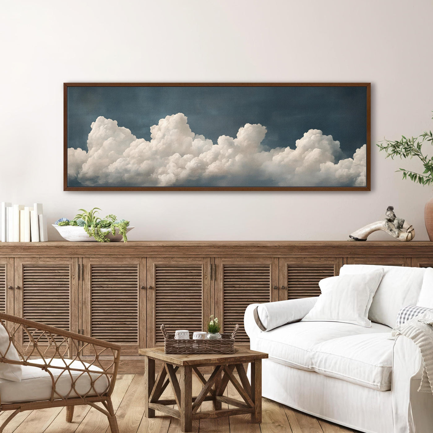 Vintage Moody Navy Cloud Canvas Wall Art