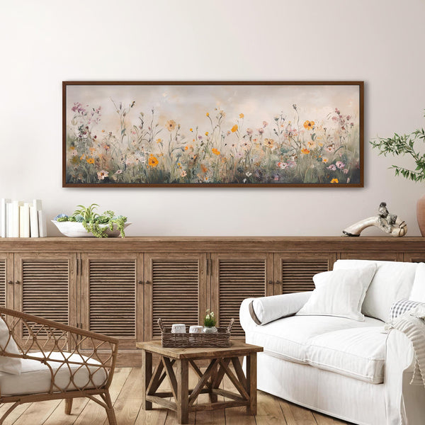 Wildflowers Large Wall Art - Neutral Canvas Art for Living room - View 3