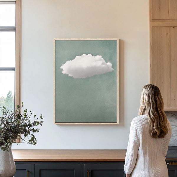 Sage Green Cloud Painting - Minimalist Canvas Art for Living room