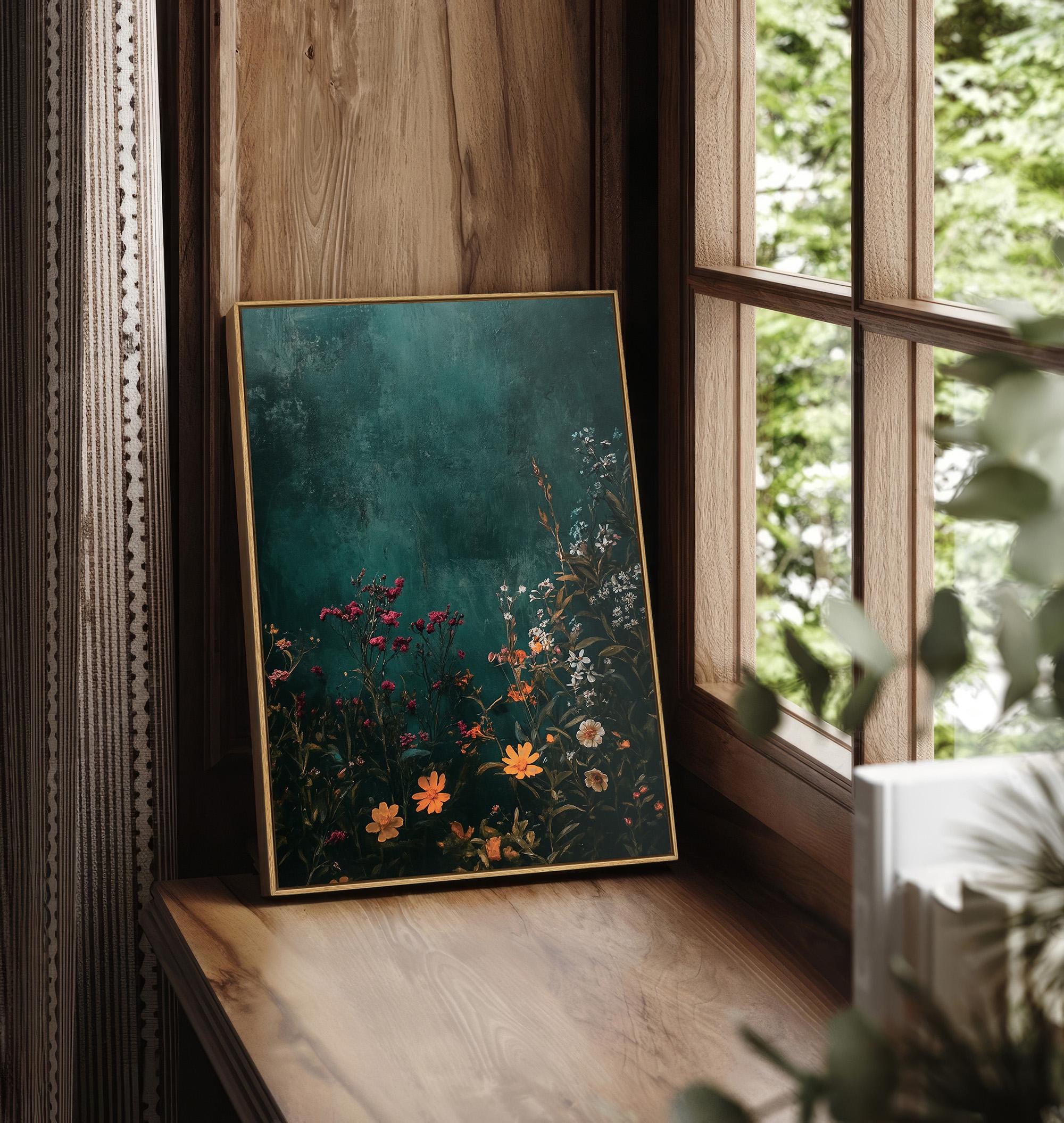 Vintage Moody Floral Wall Art Canvas Canvas Art for Living room - View 3
