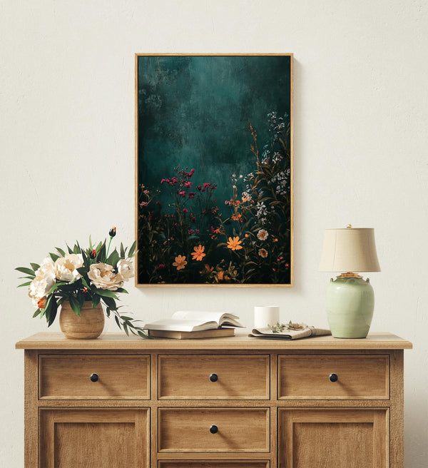 Vintage Moody Floral Wall Art Canvas Canvas Art for Living room