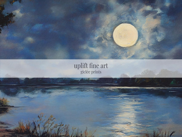 Moon At Night Painting - Moody Canvas Art - View 2