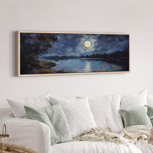 Moon At Night Painting - Moody Canvas Art