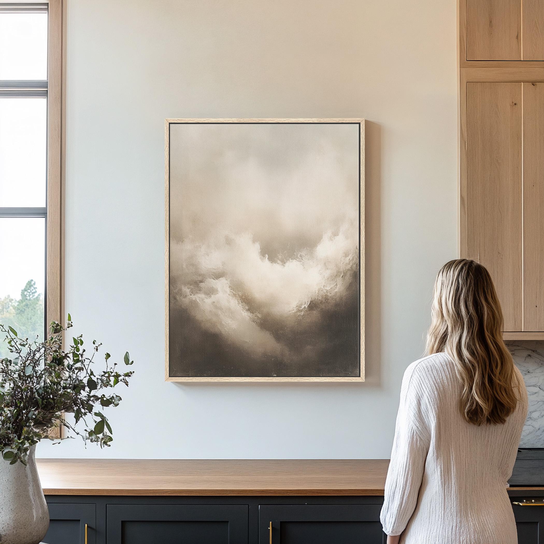 Vintage Abstract Waves Art Canvas Art - View 3