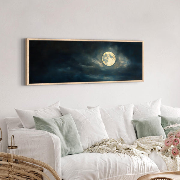 Moon At Night Painting - Moody Canvas Art
