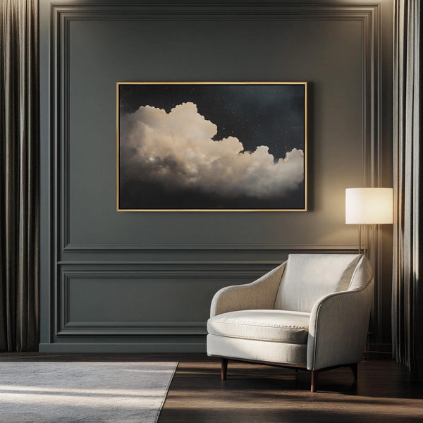 Vintage Starry Cloud Painting Canvas Art for Living room