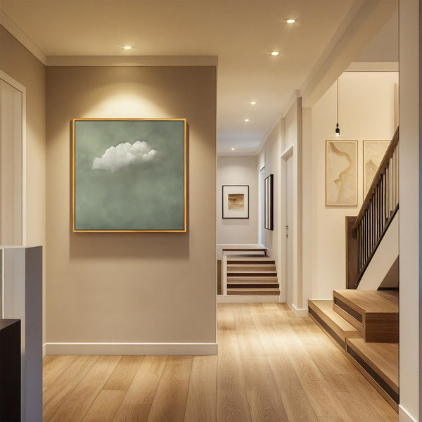 Minimalist Sage Green Cloud Art Print Canvas Art for Office - View 7