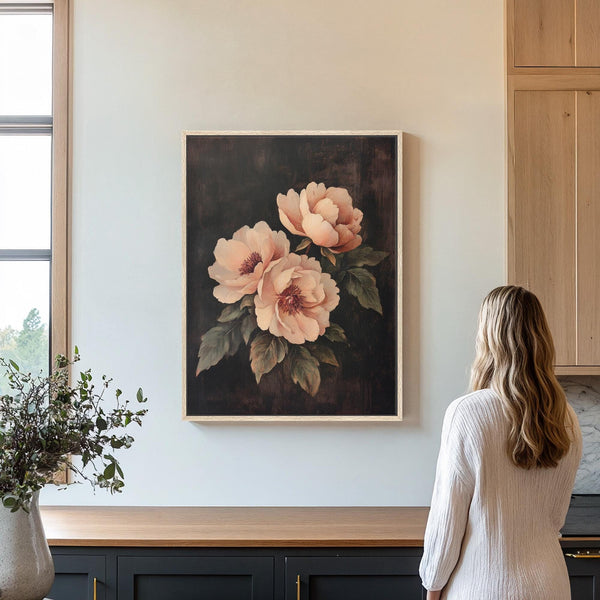 Vintage Peony Wall Art Canvas Art for Living room
