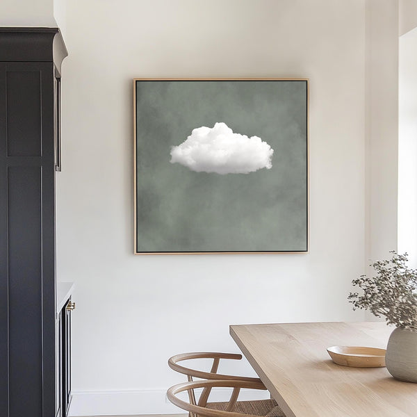 Sage Green Cloud Wall Art - Modern Canvas Art for Office