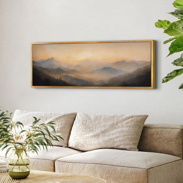 Golden Mountain Sunset Wall Art - Moody Canvas Art - View 3