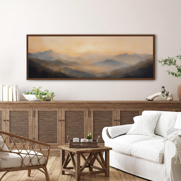 Golden Mountain Sunset Wall Art - Moody Canvas Art - View 6