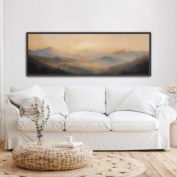 Golden Mountain Sunset Wall Art - Moody Canvas Art - View 7