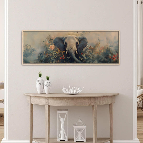 Elephant In Bloom Wall Art - Moody Canvas Art - View 7