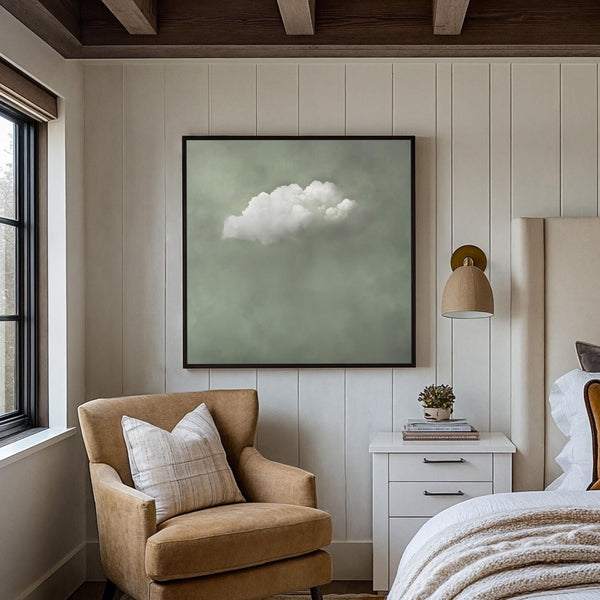 Minimalist Sage Green Cloud Art Print Canvas Art for Office - View 4