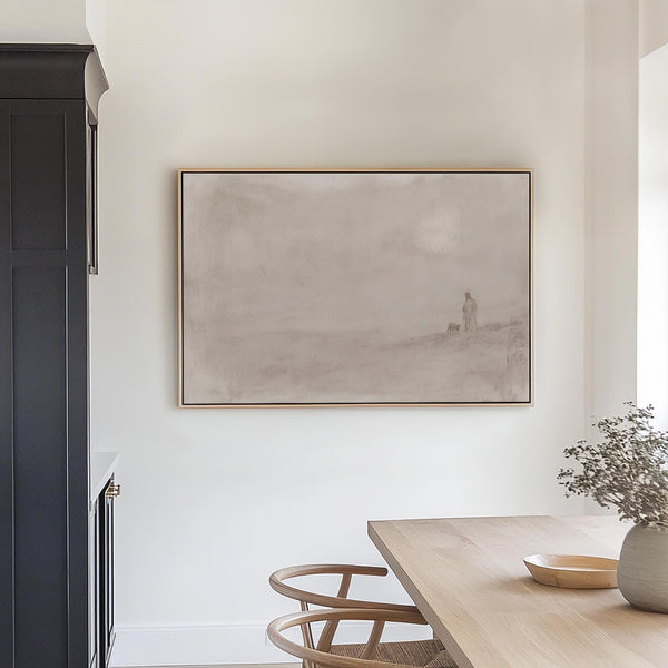 Jesus Leaves The 99 Framed Canvas Art - Neutral Canvas Art for Living room - View 4