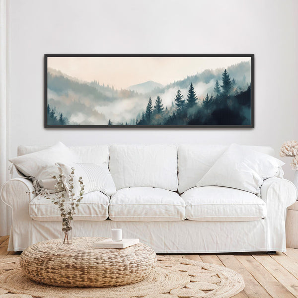 Misty Pine Forest Landscape Canvas Art - Neutral Canvas Art - View 6