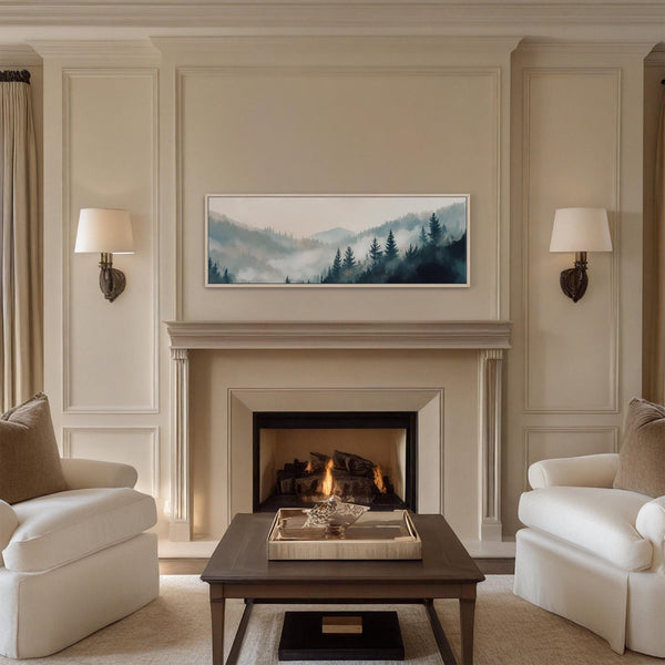 Misty Pine Forest Landscape Canvas Art - Neutral Canvas Art - View 9