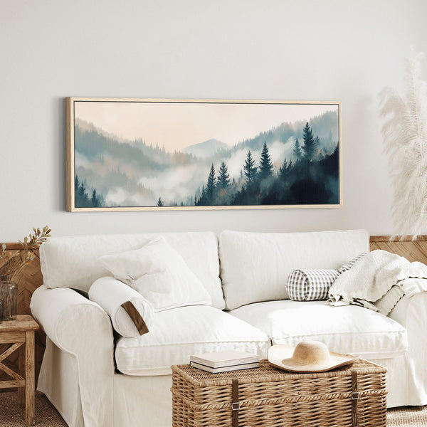 Misty Pine Forest Landscape Canvas Art - Neutral Canvas Art