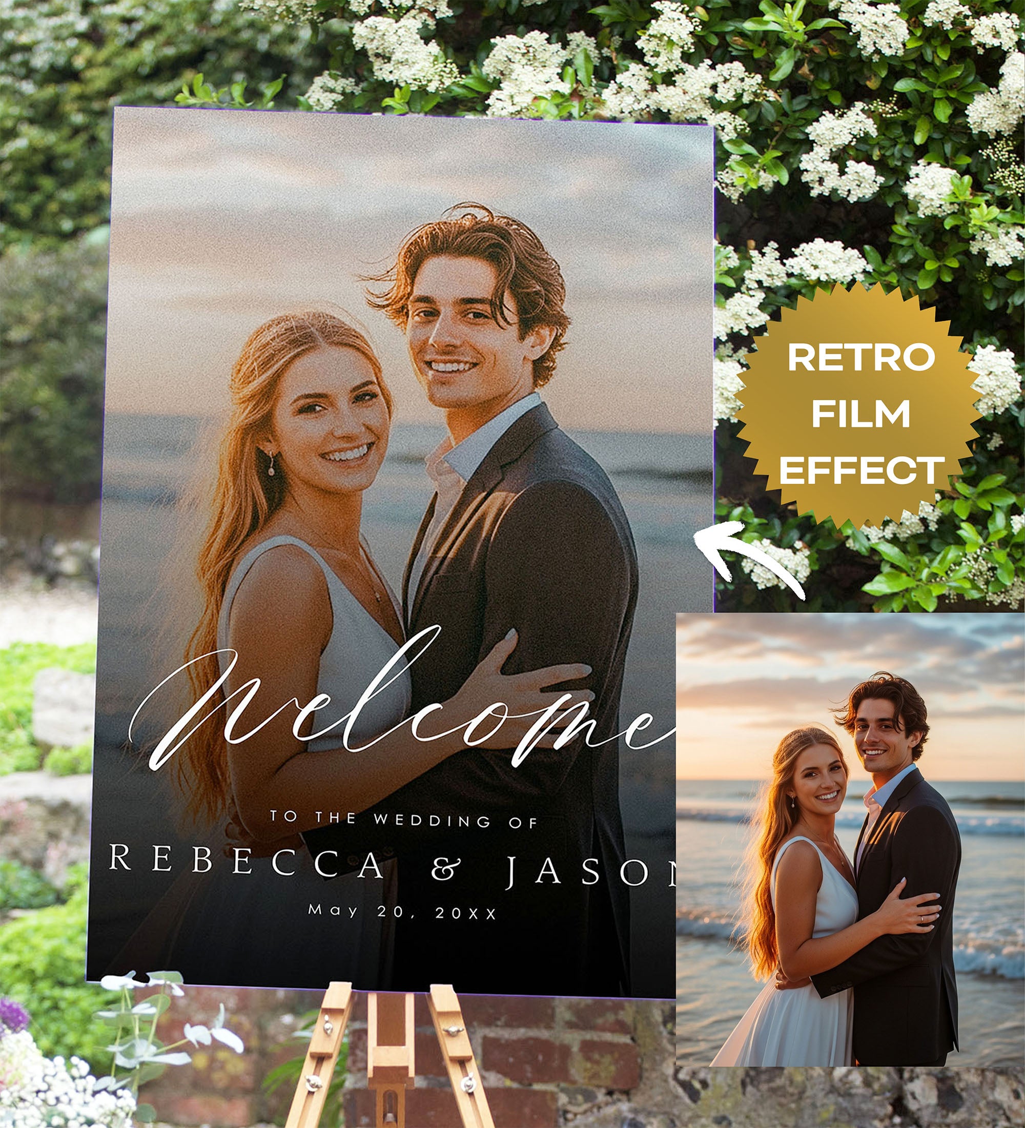Custom Photo Wedding Welcome Sign D16