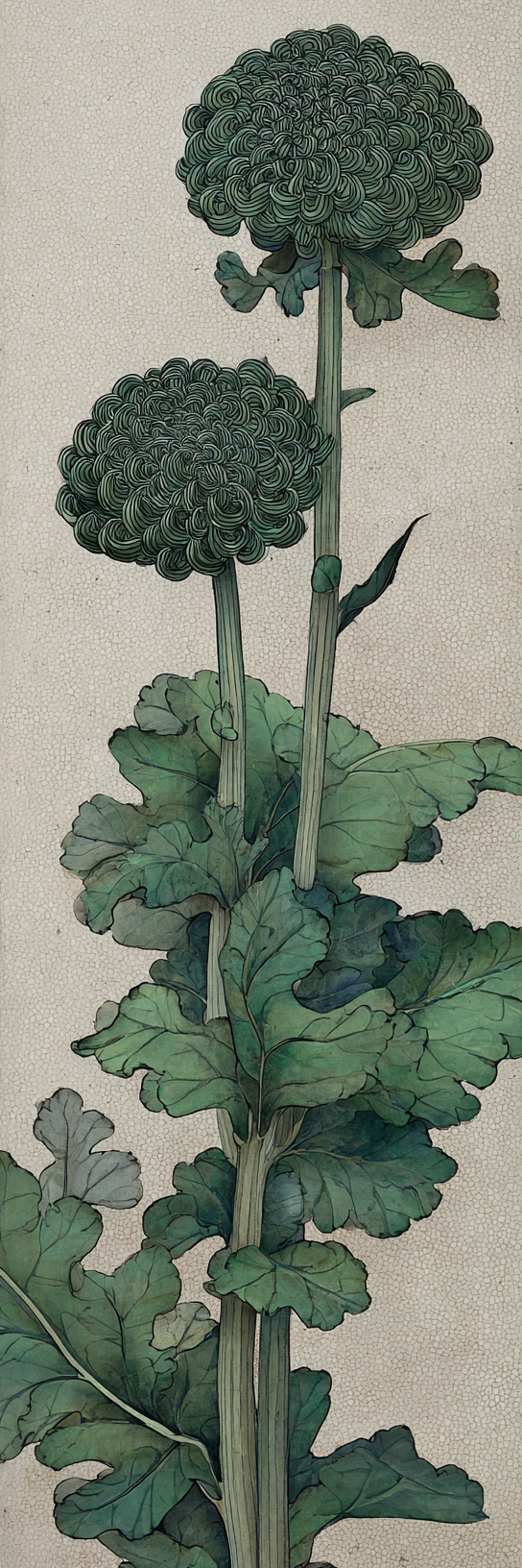 Impression sur toile chrysanthème vert vintage
