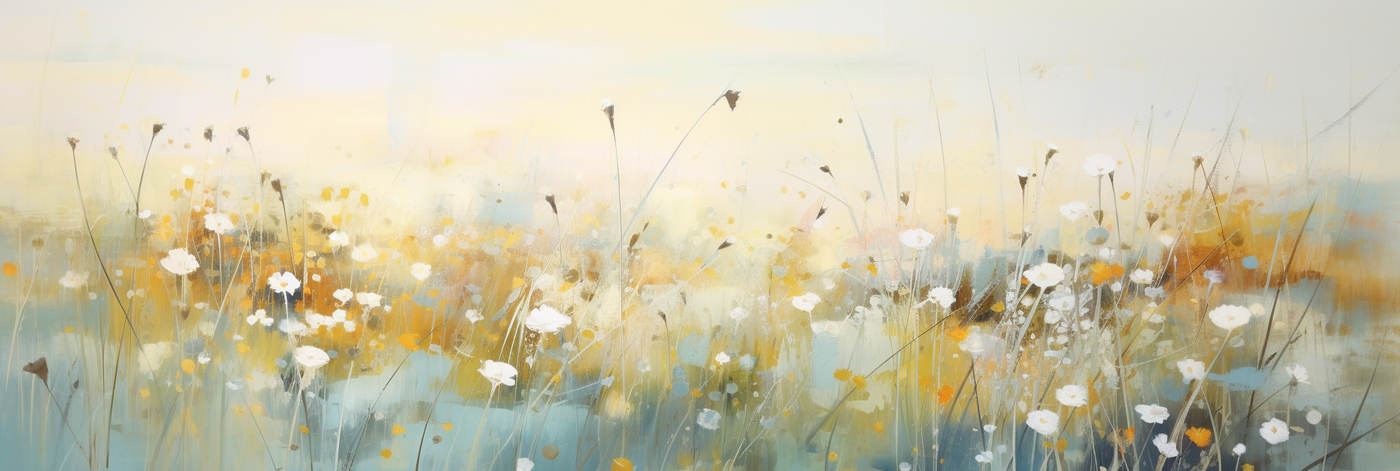 Morgenwiese – Blumenbild auf Leinwand