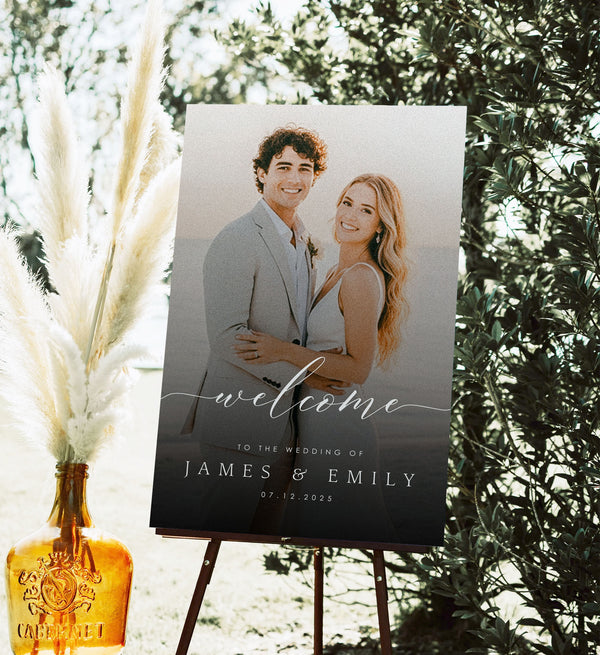 Custom Wedding Welcome Sign with Retro Photo Effect D11
