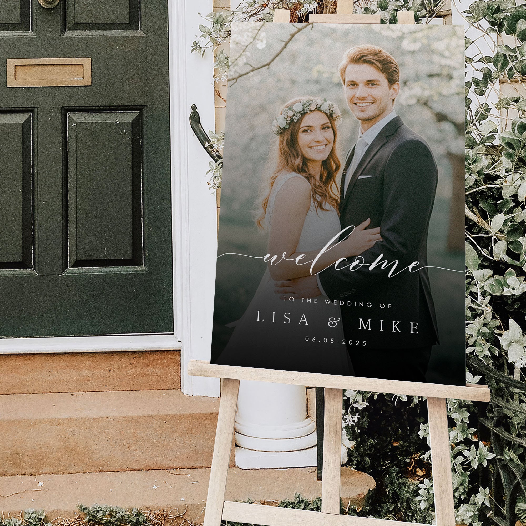 Custom Wedding Welcome Sign with Retro Photo Effect D11