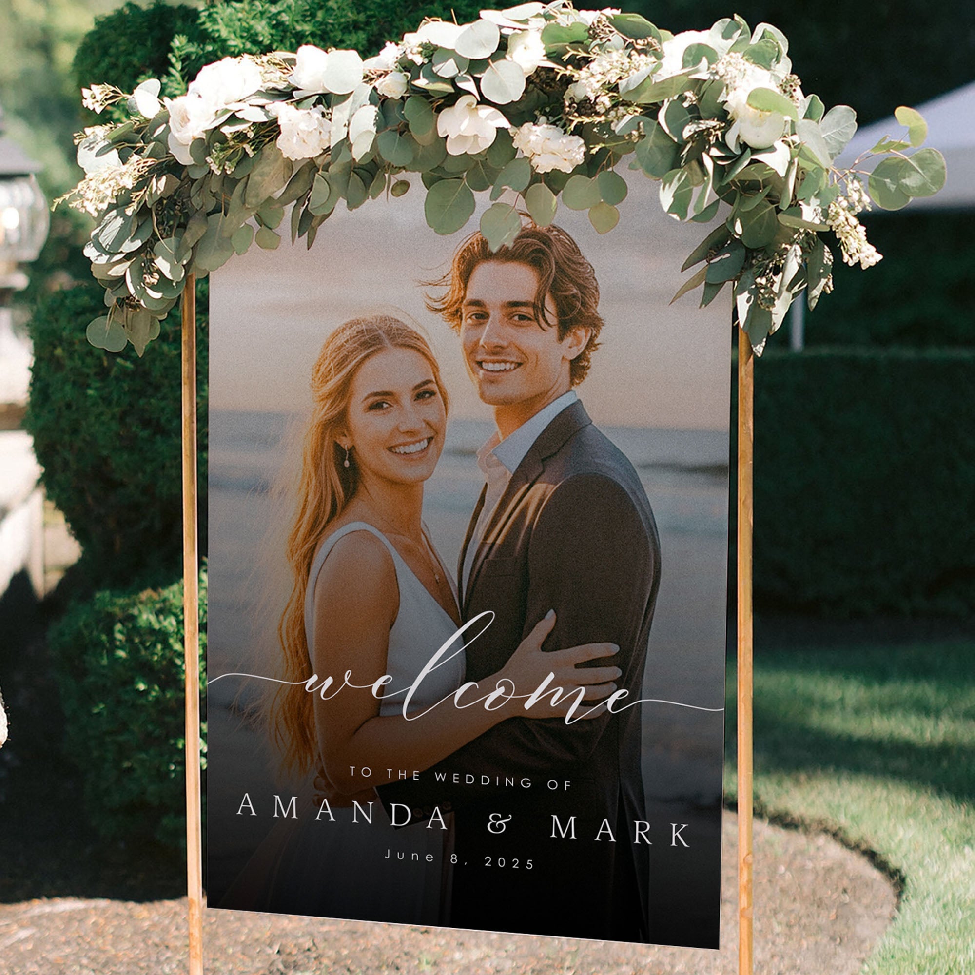 Custom Wedding Welcome Sign with Retro Photo Effect D11