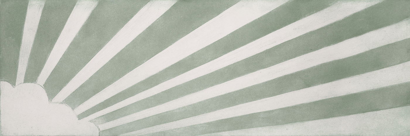 Rayons du matin - Illustration d'un soleil éclatant vert sauge