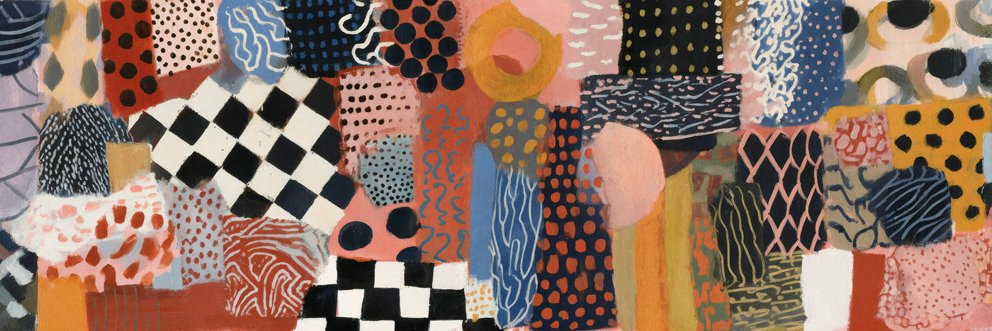 Patchwork Dreams – Farbenfroher, abstrakter Mustercollage-Druck