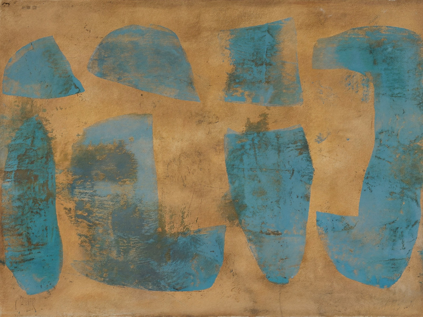 Block Studies Teal & Ochre Canvas Print